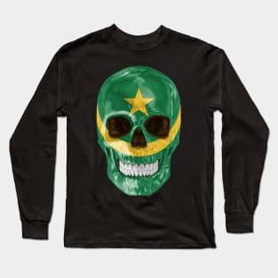 Mauritania Flag Skull - Gift for Mauritanian With Roots From Mauritania Long Sleeve T-Shirt